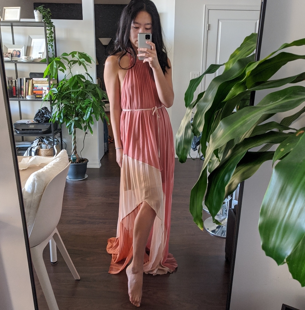Mendocino Pink Coral Pleated Dress | Small